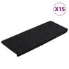vidaXL Selvklebende trappematter 15 stk 65x24,5x3,5 cm svart