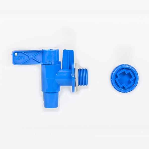 vidaXL Vannbeholder med kran og s&aring;pedispenser 10 L plast