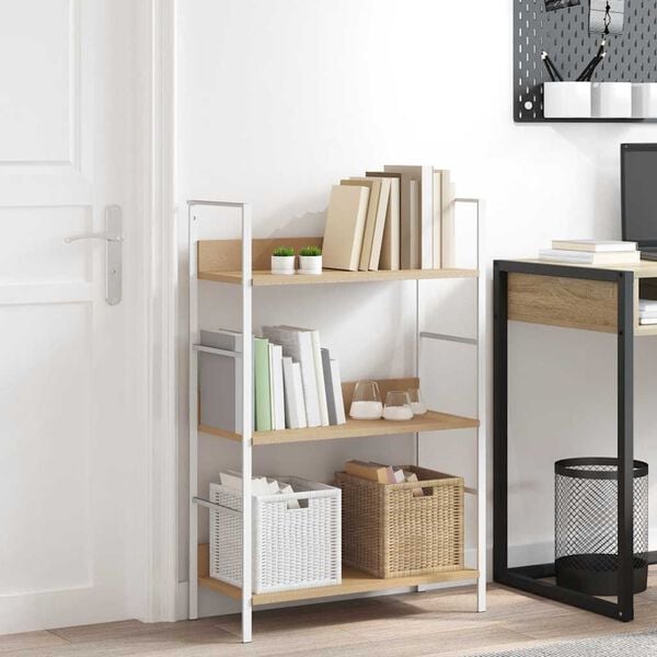 vidaXL Bokhylle 3 lag eik 60x27,6x90,5 cm konstruert tre