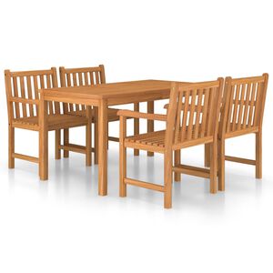 vidaXL 5-delers hagespisesett 140x80 cm heltre teak