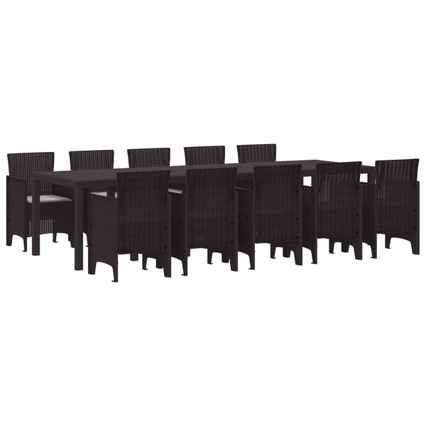 vidaXL Hage Spisegruppe med pute 11 pcs Brun og Lys gr&aring; Poly rattan