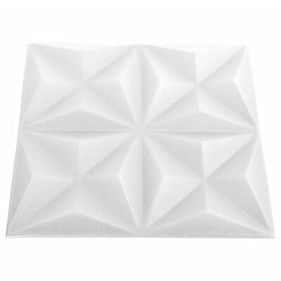 vidaXL 3D-veggpaneler 24 stk 50x50 cm origami hvit 6 m²