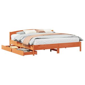 vidaXL Sengeramme uten madrass voksbrun 200x200 cm heltre furu