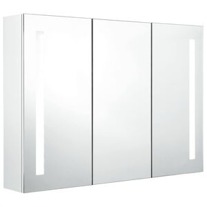 vidaXL LED-speilskap til bad 89x14x62 cm skinnende hvit