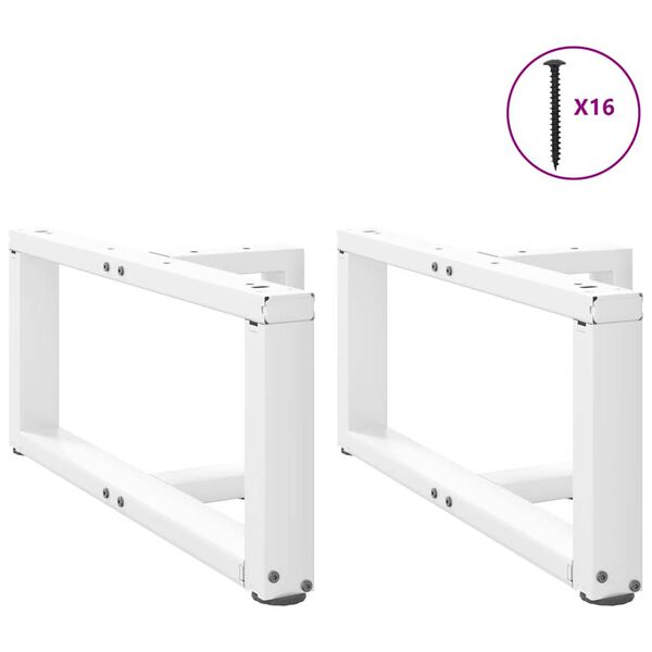 vidaXL Salongbordben T-formet 2 stk hvit 60x25x(30-31) cm st&aring;l