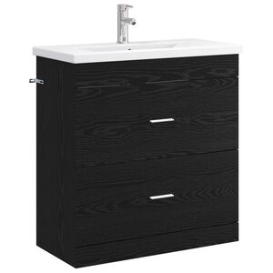 vidaXL Baderomsinnredningssett Svart eik 81 x 40 x 84,5 cm