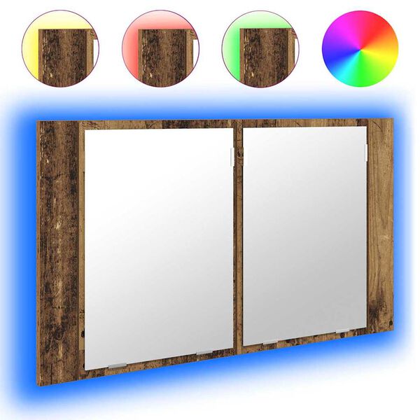 vidaXL Baderomsspeilskap Gamle tre 80 x 12 x 45 cm Konstruert tre