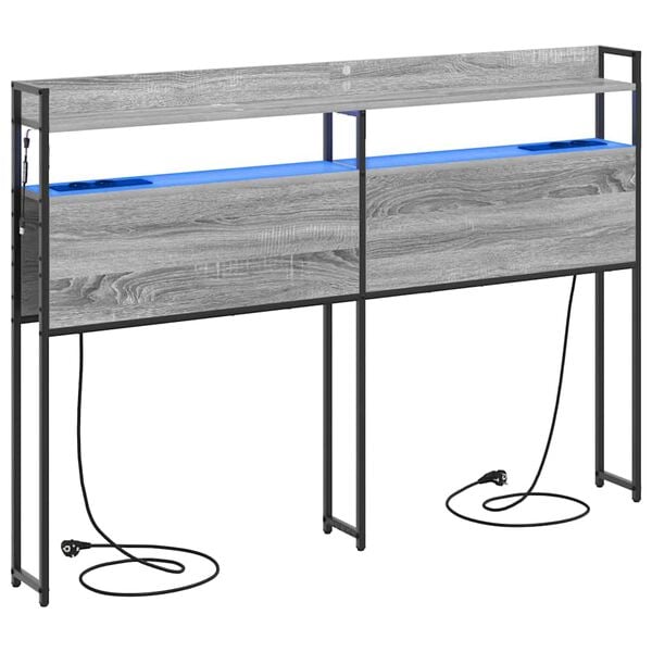 vidaXL Lagringshodegavl med hylle Gr&aring; sonoma 160 cm Konstruert tre