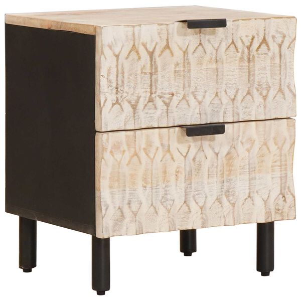 vidaXL Nattbordskap 2 pcs Hvit 40 x 33 x 46 cm Massiv mango tre