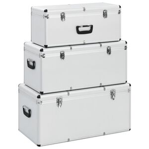 vidaXL Oppbevaringskasser 3 stk s&oslash;lv aluminium