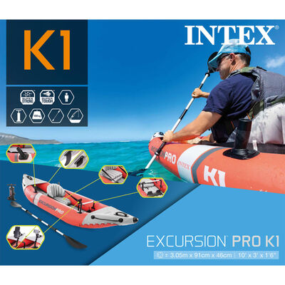 Intex Oppblåsbar kajakk Excursion ProK1 305x91x46 cm