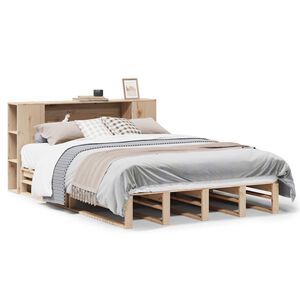 vidaXL Seng med bokhylle uten madrass 135x190 cm heltre