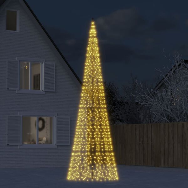 vidaXL LED Juletre på Flaggstang 1534 LEDs Varm Hvit 500 cm