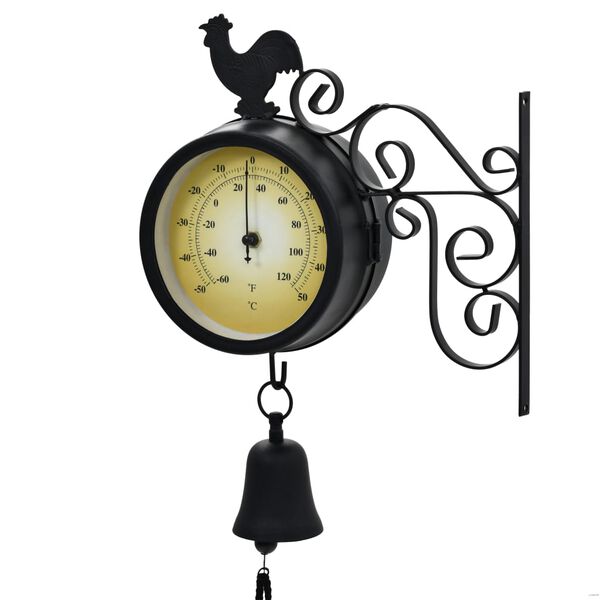 vidaXL Hageveggklokke med gammeldags termometer