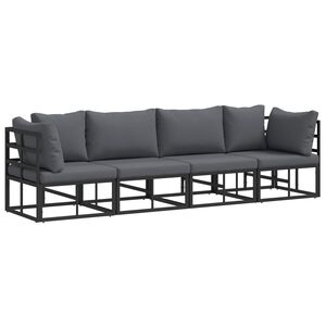 vidaXL Hagesofa Set 4 pcs Svart Metall