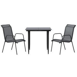 vidaXL Hagespisegruppe 3 deler svart st&aring;l og textilene