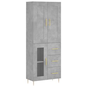 vidaXL Highboard betonggr&aring; 69,5x34x180 cm konstruert tre