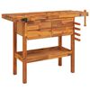 vidaXL Arbeidsbenk skuffer og skrustikker 124x52x83 cm heltre akasie