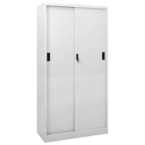 vidaXL Kontorskap med skyved&oslash;r 90x40x180 cm lysegr&aring; st&aring;l