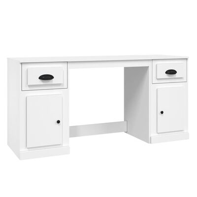 vidaXL Skrivebord med skap hvit konstruert tre