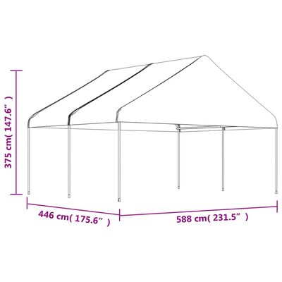 vidaXL Paviljong med tak hvit 4,46x5,88x3,75 m polyetylen