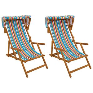 vidaXL Hage Stol 2 pcs 3 Posisjon Solid Eucalyptus Tre Flerfarget