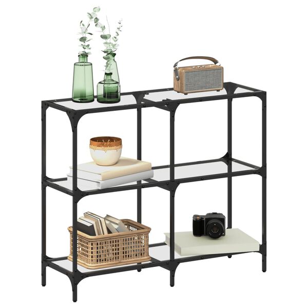 vidaXL Konsollbord med gjennomsiktig glassplate 98x30x81 cm stål