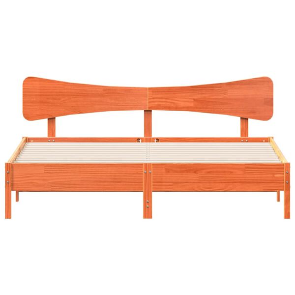 vidaXL Sengeramme uten madrass voksbrun 200x200 cm heltre furu