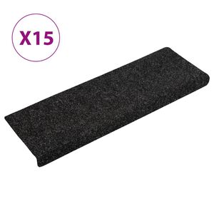 vidaXL Trappematter selvklebende 15 stk 65x21x4 cm svart rektangul&aelig;r kant
