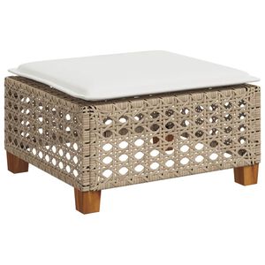 vidaXL Hagekrakk med pute beige 63,5x56x32 cm polyrotting