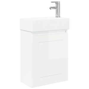 vidaXL Badev&aelig;relses enhet med kran H&oslash;gglans hvit 45,5 x 22,5 x 84 cm