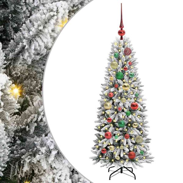 vidaXL Kunstig juletre med 150 LED Hvit 120 cm PVC, plast, st&aring;l og PE