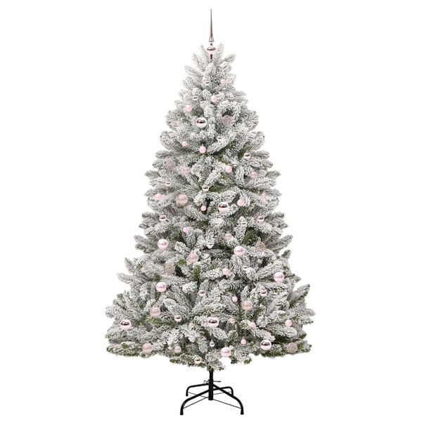vidaXL Kunstig juletre med 300 LED Gr&oslash;nn og hvit 210 cm PVC og metall