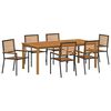 vidaXL Hage Spisegruppe 7 pcs Svart Solid akasietre