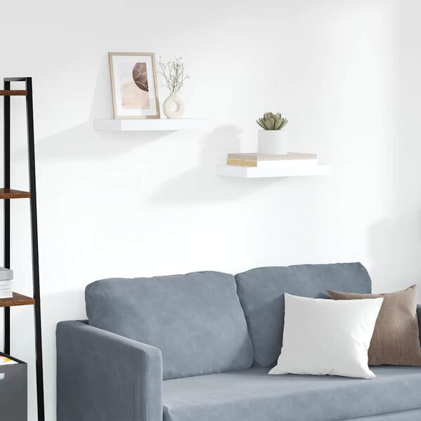 vidaXL Flytende vegghyller 2 stk hvit 40x23x3,8 cm MDF