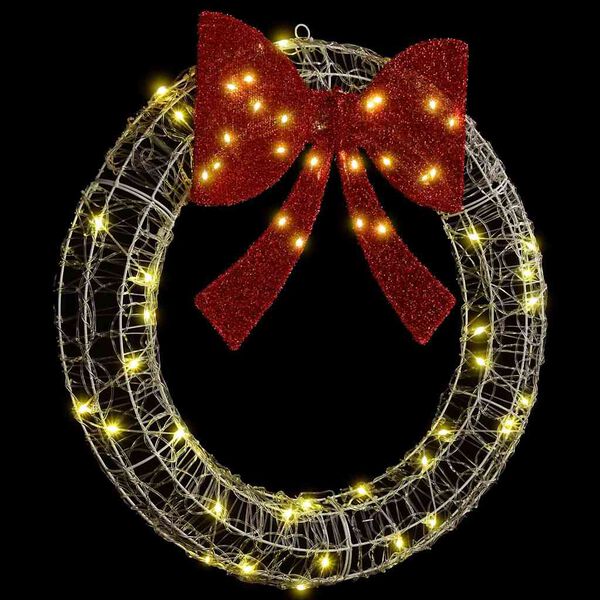 vidaXL Krans med 60 LED Varmhvit 75 cm Akryl