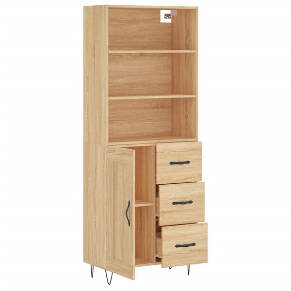 vidaXL Highboard sonoma eik 69,5x34x180 cm konstruert tre