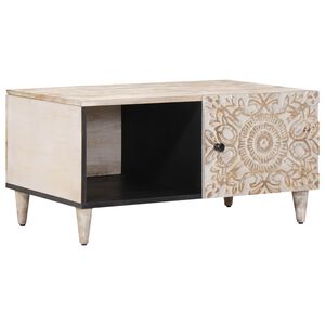 vidaXL Kaffebord Hvit 80 x 50 x 40 cm Massiv mango tre