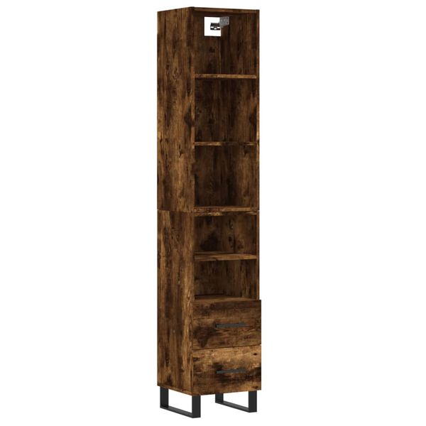 vidaXL Highboard r&oslash;kt eik 34,5x34x180 cm konstruert tre