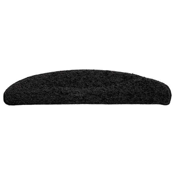 vidaXL Trappematter 30 stk 56x17x3 cm svarte halvrund