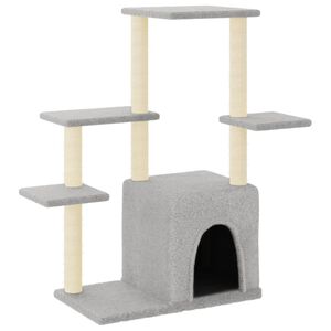 vidaXL Kattetre med klorestolper i sisal lysegr&aring; 97,5 cm