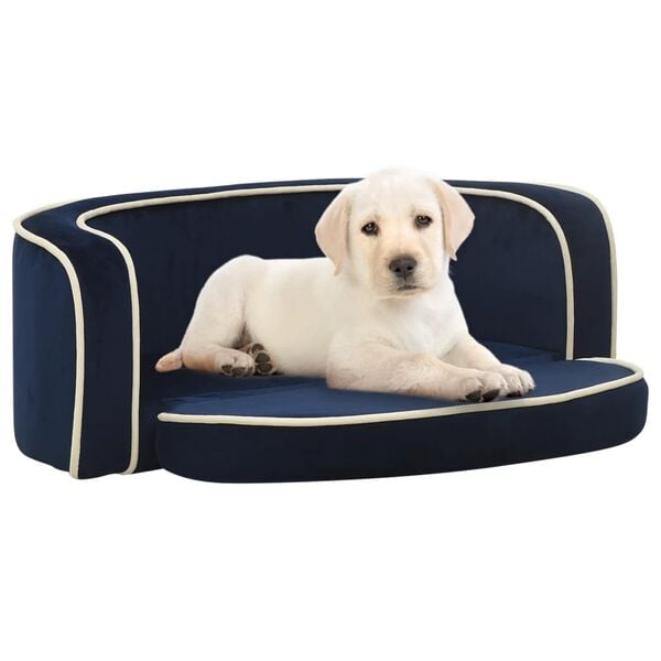 vidaXL Sammenleggbar hundesofa bl&aring; 73x67x26 cm plysj vaskbar pute
