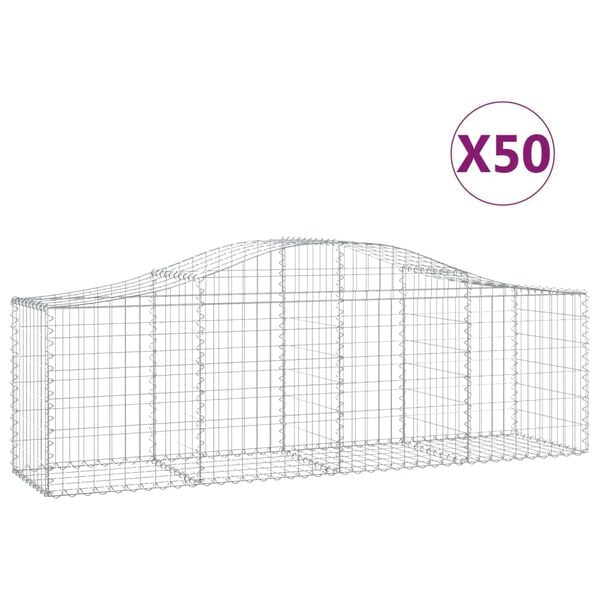 vidaXL Gabionkurver buede 50 stk 200x50x60/80 cm galvanisert jern