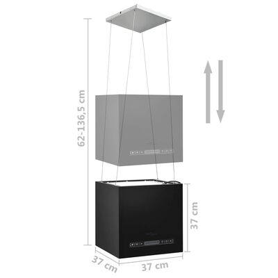 vidaXL Fritthengende kjøkkenvifte sensor LCD 37 cm pulverlakkert stål