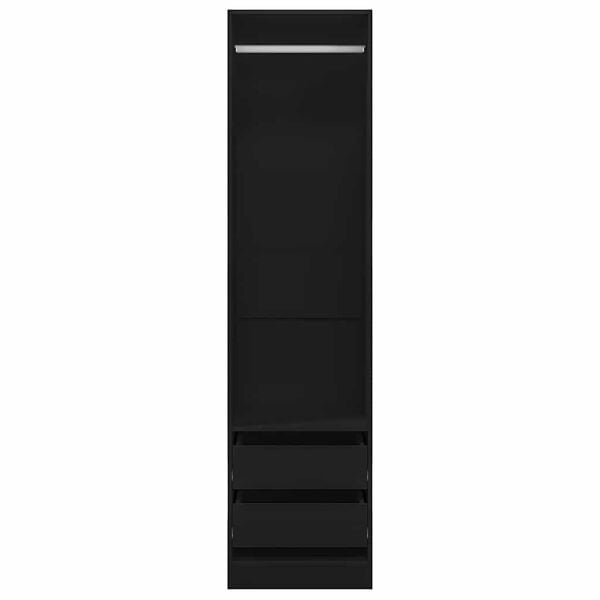 vidaXL Garderobe med skuffer svart 50x50x200 cm konstruert tre