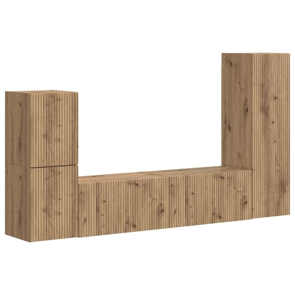 vidaXL TV-benksett Veggmontert 4 pcs Artisan Eik Konstruert tre