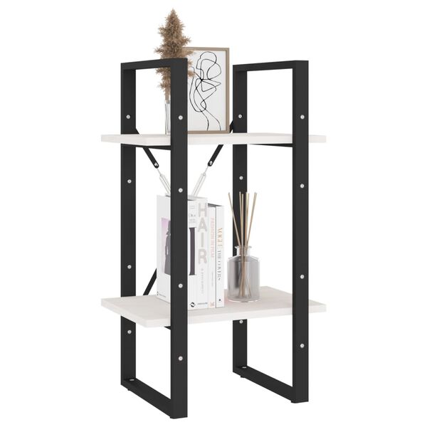 vidaXL Bokhylle 2 nivåer hvit 40x30x70 cm heltre furu