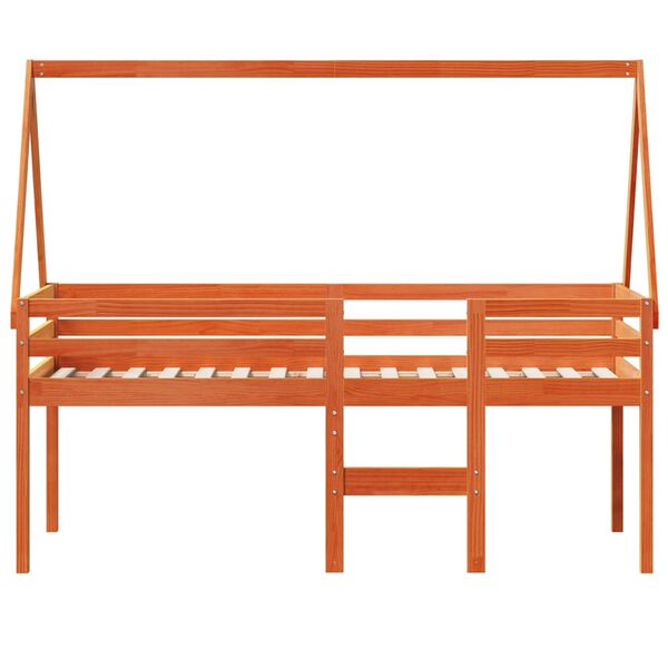 vidaXL Høyseng med tak voksbrun 80x200 cm heltre furu