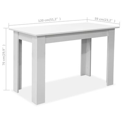 vidaXL Spisebord og benker 3 deler sponplater hvit