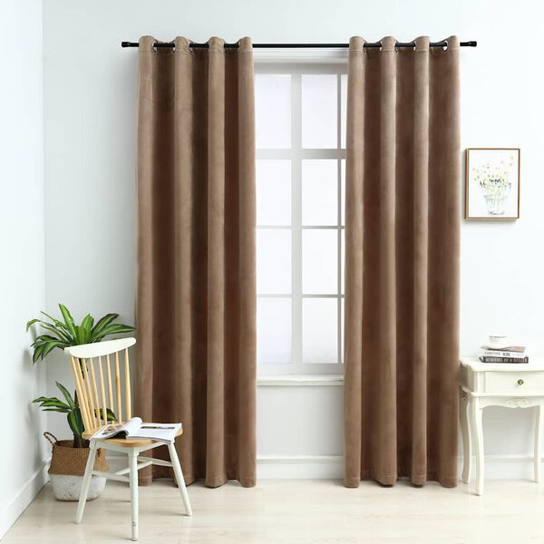 vidaXL Lystette gardiner med ringer 2 stk fl&oslash;yel beige 140x245 cm